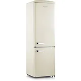 Severin Retro Kühl- & Gefrierkombination, Kühlschrank im Retro-Design mit Chrom-Applikationen, LED-Beleuchtung, 1-7°C, 244 L Nettovolumen, nur 39 dB, creme, RKG 8919 [EEK D]