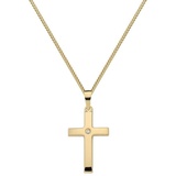 HOPLO Kreuzanhänger Anhänger Kreuz mit Zirkonia mit Kette 1,1 mm 333-8 Karat Gold 60 cm, Made in Germany 60 cm