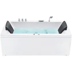 Whirlpool Badewanne weiß mit LED links 183 x 90 cm VARADERO