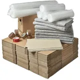 Umzugskomplettpaket 100 m2 Wohnung oder Haus (125 x Umzugskarton, 7 x Klebeband, 10 x Tellerpapier, 8 x Möbeldecke, 7 x Luftpolsterfolie) Set BB-Verpa