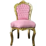 Barock Esszimmer Stuhl Rosa / Gold