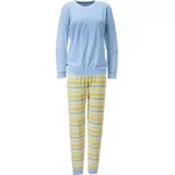 Erwin Müller Pyjama Damen-Schlafanzug Frottee Streifen blau 44
