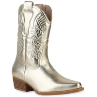 VAN HILL Damen Cowboy Boots Stiefeletten Stickereien Schuhe 840254,