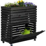 Dobar dobar® Hochbeet Rolla aus Massivholz Gr. L mit Rollen - Erhöhtes Beet mit Staufach - 72 x 32,5 x 78 cm - Anthrazit