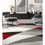 the carpet Pearl – Moderner Kurzflor Teppich, dichter Flor, geometrisches Muster, Konturenschnitt, Wohnzimmer & Schlafzimmer Teppich, Wellenmuster, Grau Rot, 160 x 220 cm