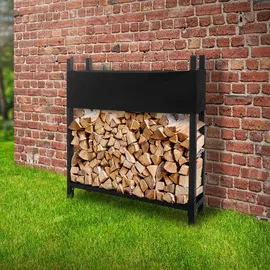 ML-Design Kaminholzregal Metall mit Abdeckung 113 x 25 x 115 cm Anthrazit