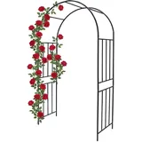 Relaxdays Rosenbogen Metall, Torbogen Garten, HBT: 218 x 120 x 44,5 cm, Stabiler Rankbogen für Kletterpflanzen, schwarz