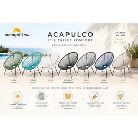 sunnypillow Acapulco Gartenstuhl 2er Set 55 x 70 x 106 cm Türkis blau