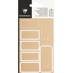 Clairefontaine 10x Packung mit 28 selbstklebenden Etiketten Kraft, Rechtecke mit Weißer Umrandung - Weiß 617066C