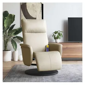 vidaXL Massagesessel mit Fußteil Kunstleder 90 x 105 x 0 cm Creme mit Kissen