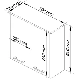 Akord Badezimmerschrank, Eiche Artisan, Holzwerkstoff, Nachbildung, Holz Optik, 2 Fächer, Rechteckig, 60x60x22.5 cm, Badezimmer, Badezimmerschränke, Hängeschränke