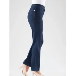 Dehnbund-Jeans CASUAL LOOKS, Damen, Gr. 38, Normalgrößen, blau (dunkelblau), 78% Baumwolle, 20% Polyester, 2% Elasthan, unifarben, lang, Jeans