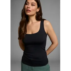 Tanktop LAURA SCOTT, Damen, Gr. 44, schwarz, Jersey, Obermaterial: 91% Polyamid, 9% Elasthan, unifarben, Basic, figurbetont, ohne Ärmel, Tops, mit modischem Karree-Ausschnitt - NEUE KOLLEKTION