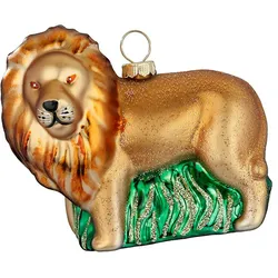 Christbaumschmuck Glas 8cm Löwe Figur Handbemalt Weihnachtsbaum Anhänger Weihnachten Christbaumanhänger Weihnachtsbaumschmuck Zoo Tiere Leo Hellbraun