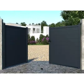 vente-unique Gartentor Doppeltor 305 x 180 cm Anthrazit/Aluminium