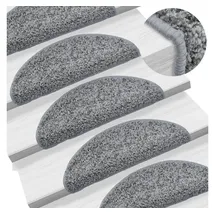 vidaXL Treppenmatten 15 Stk. 56x17x3 cm Grau