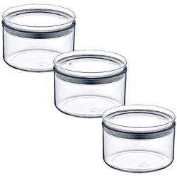 Packen Sie 3 luftdichte Lebensmittelbehälter, klein, rund, Ø10,5 x 7,5 cm, 7house