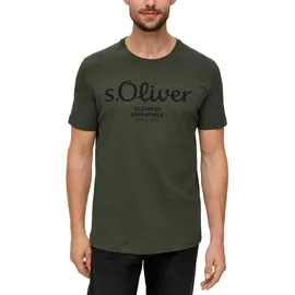 S.Oliver T-Shirt - Basic, Logoprint, Rundhals, Baumwolle Dunkelgrün 2XL