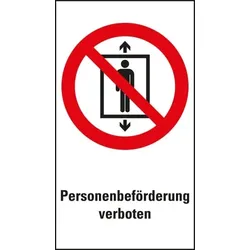 Aufkleber I Verbots-Kombischild Personenbeförderung verboten, Folie, 140x250mm, ASR A1.3, DIN EN ISO 7010 P027