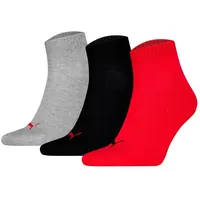 Puma Unisex Quarter Socks Rot/Grau Gr.: 39/42
