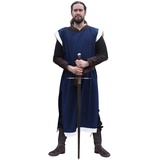 Battle-Merchant Waffenrock Wappenrock Eckhart einfarbig/schachbrett S-XXL div Farben Ritter Mittelalter Kostüm (XL/XXL, Blau/Natur)