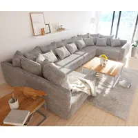 DeLife Wohnlandschaft Clovis XL Hellgrau Strukturstoff Modulsofa Armlehne - Grau/Hellgrau