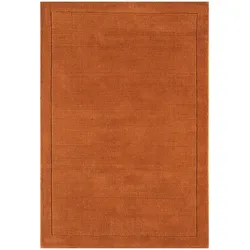 Kadima Design Wollteppich handgewebt strukturiert | 160x230cm, Florhöhe 0,9cm, Gesamthöhe 1,9cm | Terrakotta | wärmeisolierend | Wohnbereich | STOW
