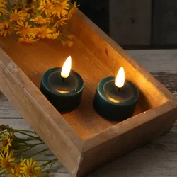 LED Teelichter MIA - realistische 3D Flamme - D: 4,1cm - mit Batterien - petrol - 2 Stk.