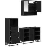 vidaXL Badezimmermöbel-Set 3-tlg. Schwarz Eichen-Optik