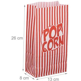 Relaxdays Popcorntüten 144 St. rot-weiß