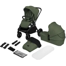 lionelo MIKA PLUS 2-in-1 Buggy 0-48 Monate bis 22 kg Babywanne bis 9 kg, Rückenlehne und Füße verstellbar, AiryDots,Dämpfung, 360° drehbare PU-Räder, XXL-Verdeck