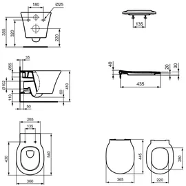 Ideal Standard Connect Air Wand-WC mit WC-Sitz Weiß AquaBlade