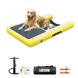 AWSUM 120x100cm Hunderampe Aufblasbar Hunde Wasserrampe Aufblasbare Dog Ramp Hundeboot Rampe Leiter Schwimmrampe Welpe Planke Schwimmdock Plattform für Hunde bis zu 80 kg, für Pool, Boote, Docks, Seen