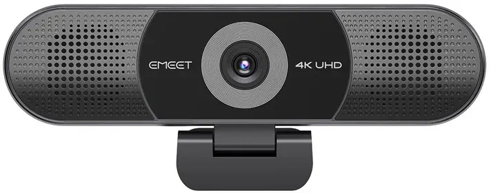 EMEET All-in-One 4K Webcam mit Sony-Sensor, 4-Mikrofon-Array und Dual-AI-Lautsprechern, Festfokus, 98° einstellbares Sichtfeld, Plug-&-Play-USB-Webcam für Konferenzen
