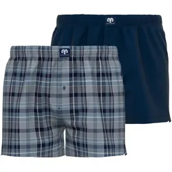 CECEBA Herren Web-Boxershorts, 2er Pack - Unterwäsche, Unterhose, Baumwolle, Logo, Karo, einfarbig Blau 6XL