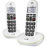 Doro PhoneEasy 110 Duo DECT Großtastentelefon (Mobilteile: 2, Beleuchtetes "Ultra High Contrast"-Display) weiß