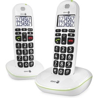 Doro PhoneEasy 110 Duo DECT Großtastentelefon (Mobilteile: 2, Beleuchtetes "Ultra High Contrast"-Display) weiß