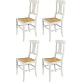 t m c s Tommychairs - 4er Set Stühle Artemisia für Küche und Esszimmer, Robuste Struktur aus lackiertem Buchenholz im Shabby Chic Stil, handwerklich antik behandelt und Sitzfläche aus Stroh