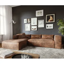 DeLife Eckcouch Brom 260x175 cm Lederimitat Braun Recamiere links - Braun
