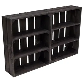 Kistenkolli Altes Land 2er set flaches Obstkistenregal "Wilma" schwarz Gewürzregal Wandregal Holzkiste