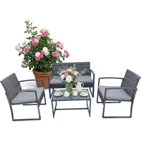 4-teiliges Gartenmöbelset Aus Rattan Mit Kissen