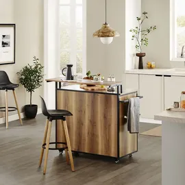 SoBuy Küchenwagen mit Arbeitsplatte Kücheninsel Rollwagen KNL02-PF Design