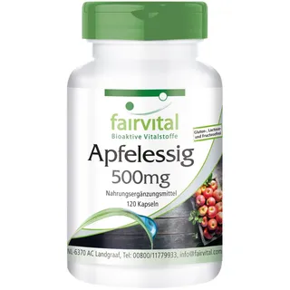 Fairvital | Apfelessig Kapseln - 120 Kapseln - 500mg Apfelessig pro Kapsel -VEGAN - HOCHDOSIERT