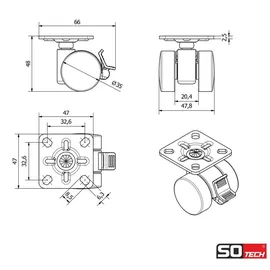 SOTech Möbelrolle AACHEN 40 kg
