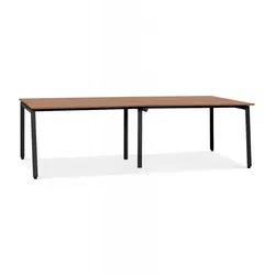 Doppelschreibtisch aus Holz mit Metallgestell | Bürotisch für Zwei Personen mit Walnuss Oberfläche | Modern Elegant | Kadima Design