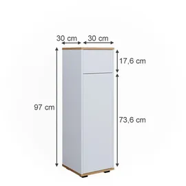 Vicco Midischrank Didi 30 x 97 cm Weiß/Artisan