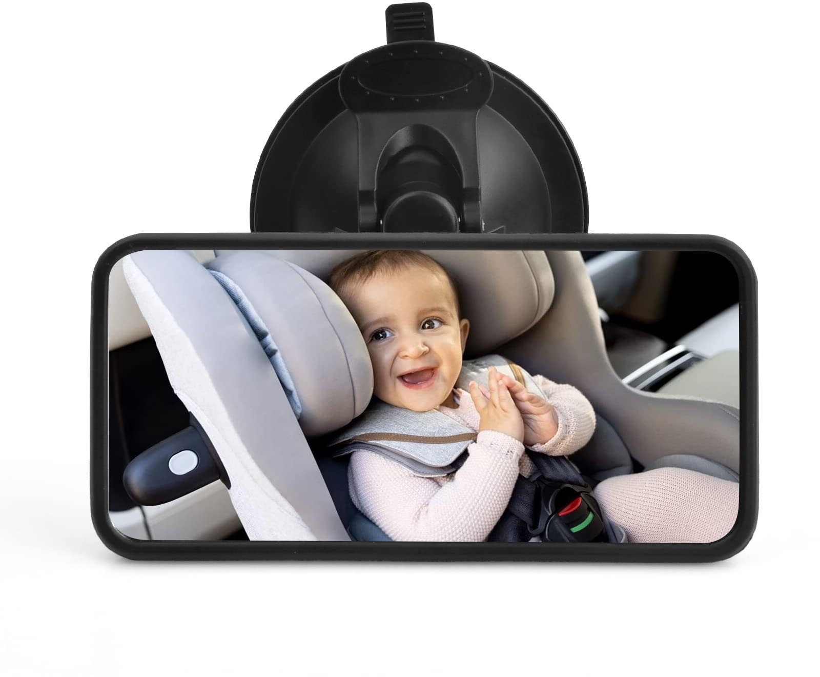 360°Auto Rückspiegel fur Baby, Baby Rücksitzspiegel, Spiegel Auto Baby, Baby Mirror, Spiegel Auto Baby Rückbank, Baby Autospiegel, 12x6cm, Schwarz