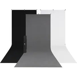 Westcott X-Drop Kit Backdrop Stand mit 3 Pack Sweep (150 cm, 370 cm), Hintergrundsystem, Schwarz, Grau, Weiss