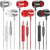 In Ear Kopfhörer mit Kabel 3er Set mit Mikrofon und Lautstärkeregler Stereo Leic