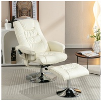 BlingBin Massagesessel Fernsehsessel Liegesessel Ergonomischer Stuhl Sessel mit Hocker (1er Set, 2-St., Relaxsessel mit Hocker), 5 Vibrationspunkte Massagegerät, 79x79x106cm beige|weiß